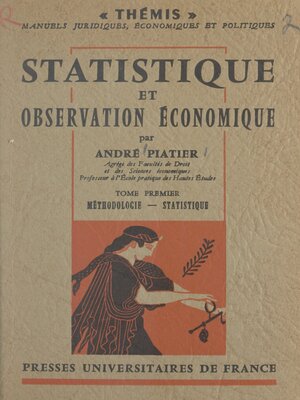 cover image of Statistique et observation économique (1). Méthodologie, statistique